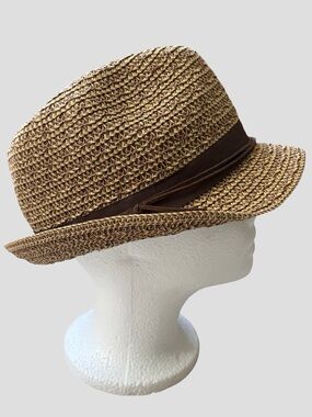 Nine West Womens Straw Fedora Style Summer Vacation Camp Hat